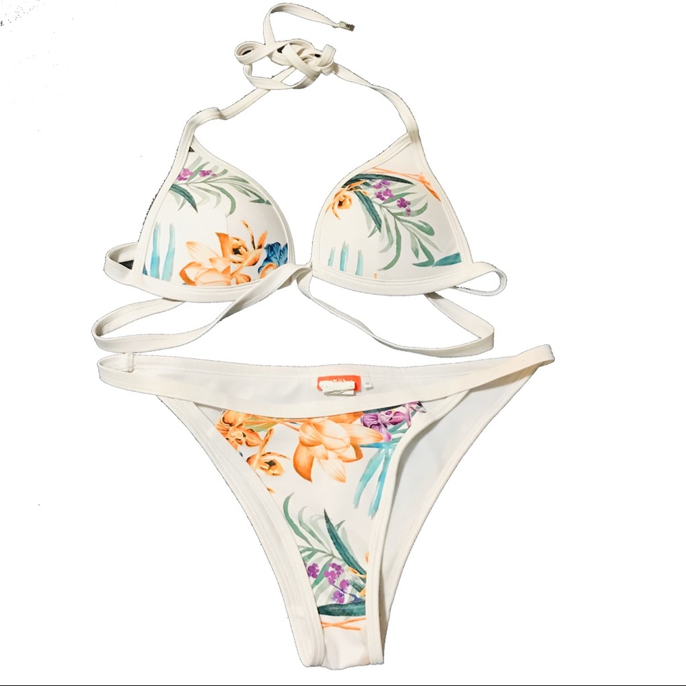 River Island tropical floral bikini 8 10